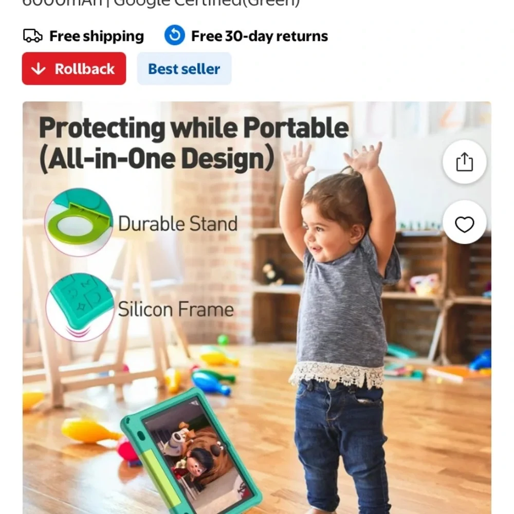 Children's Tablet with Sturdy Case - Teal